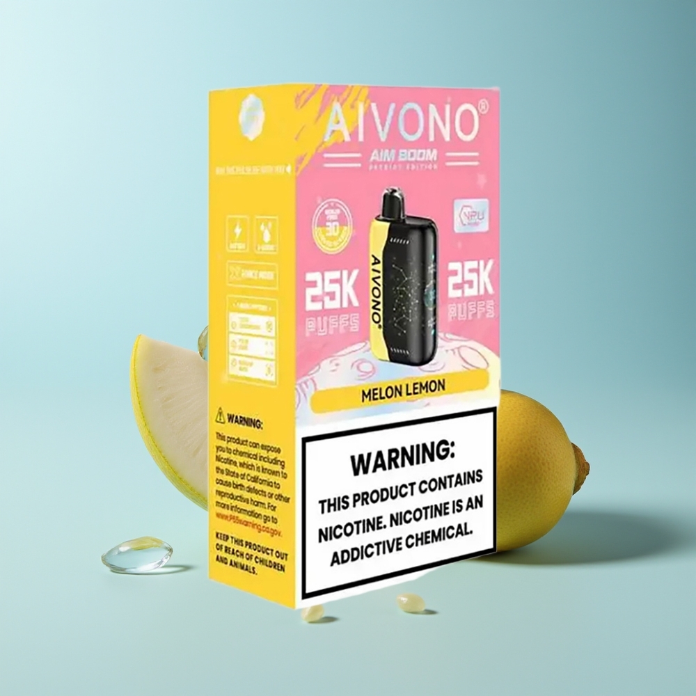 Aivono Aim Boom 25000 Пуфове Дисposable Вейп Пъпеш Лимон 28ml 650mAh Mesh 1.2ohm Type-C 90g
