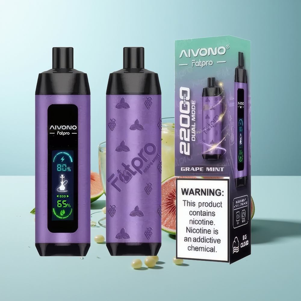 Aivono Aim Fatpro 22000 Пуфсa Грозде и Мента Rechargeable 28ml 0.6 ohm Mesh Dual Modes