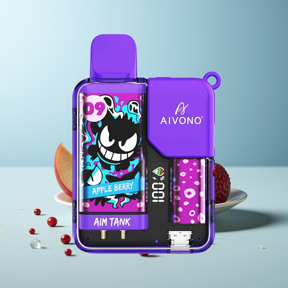 Aivono Aim-Tank 9500 Пуфове Ябълкова Боровинка 18ml 650mAh LCD 1.2ohm Mesh Coil