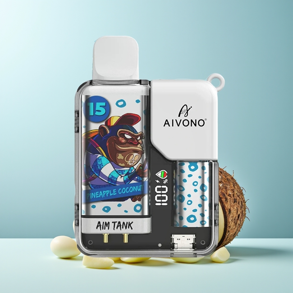 Aivono Aim-Tank 9500 Пуфове Ананас Кокос 18ml 650mAh LCD 1.2ohm Mesh