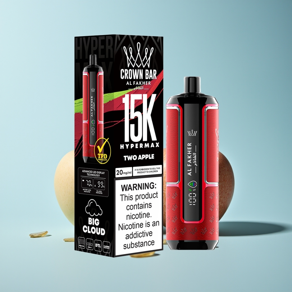 Al Fakher Crown Bar 15K Хайпермакс Две Ябълки 22мл 600мAh Тип-C