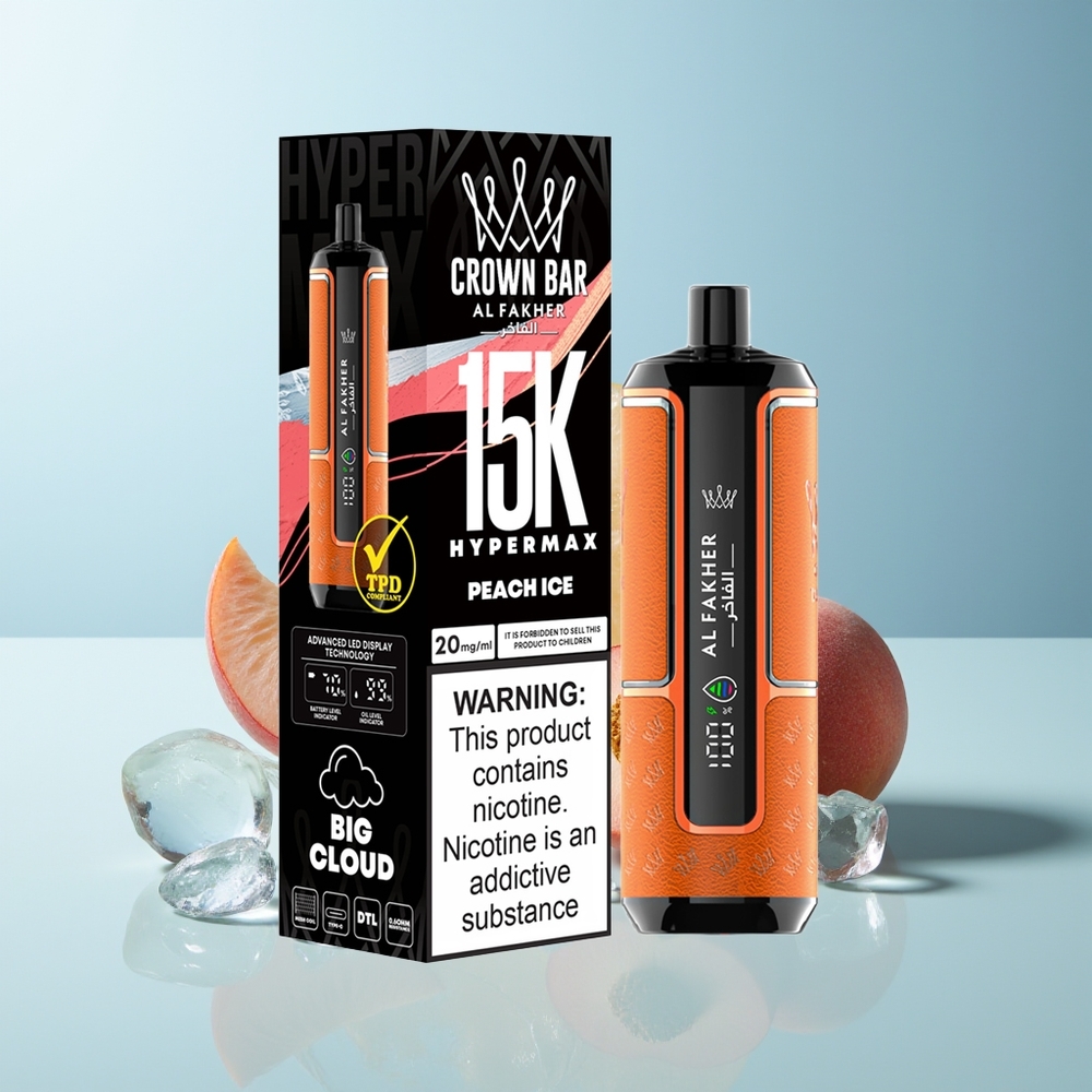 Al Fakher Crown Bar 15K праскова лед 22ml 600mAh Type-C DTL 6mg/ml