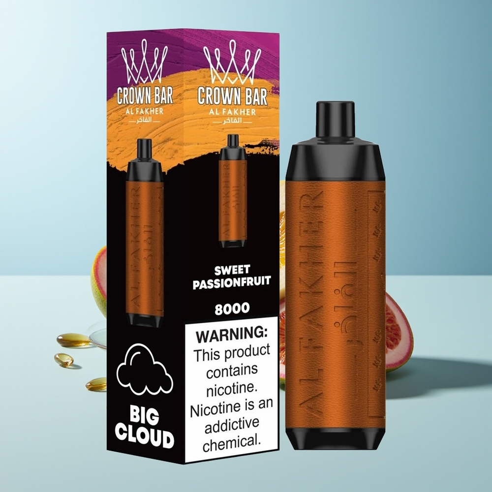 Al Fakher Crown Bar 8000 Кристална Едноразова Вейп Сладка Пъдпъдърка 600mAh 18ml 5mg 0.6ohm