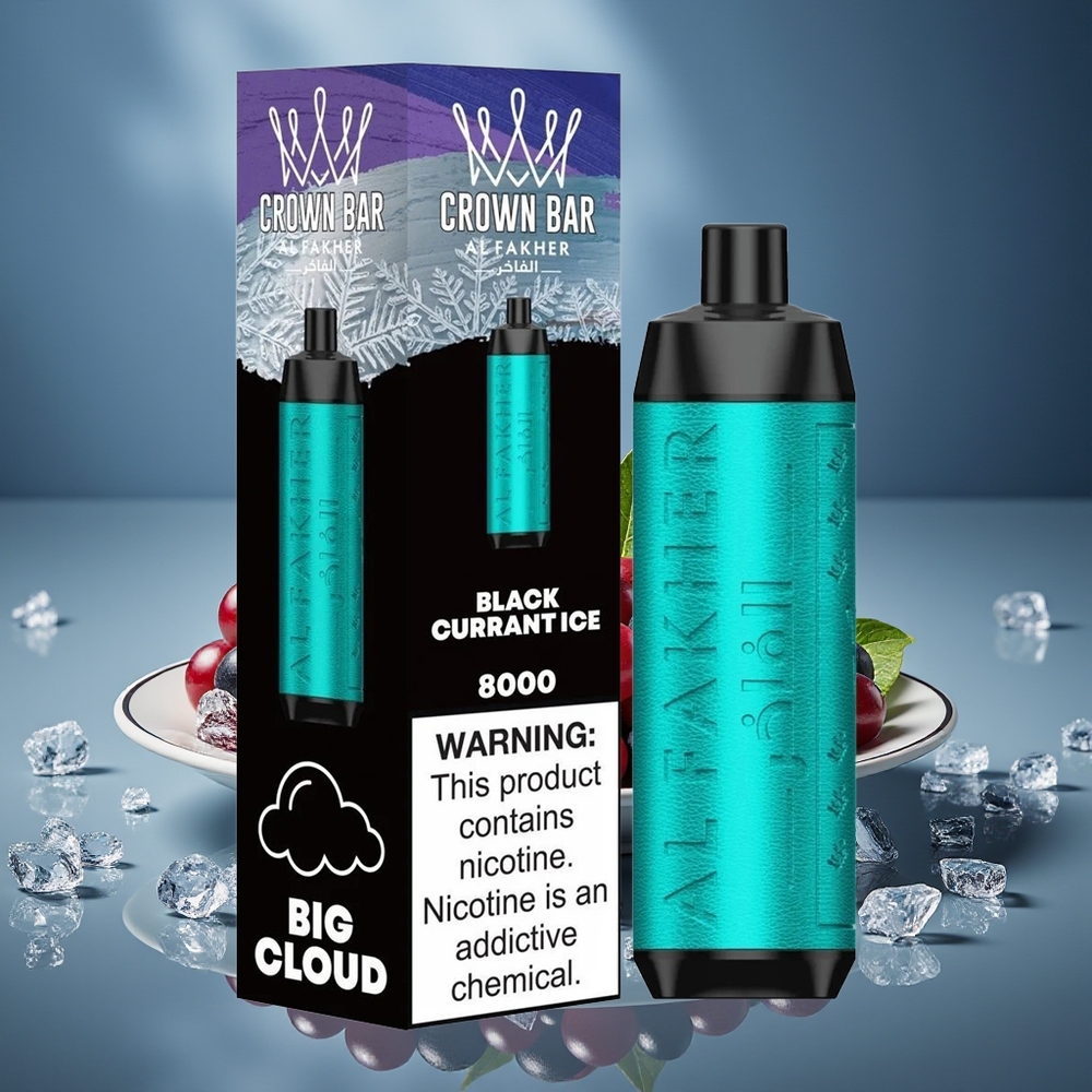 Al Fakher Crown Bar 8000 Пъфове Черен Плод Лед 600mah 18ml 5mg 0.6 ohm USB-C