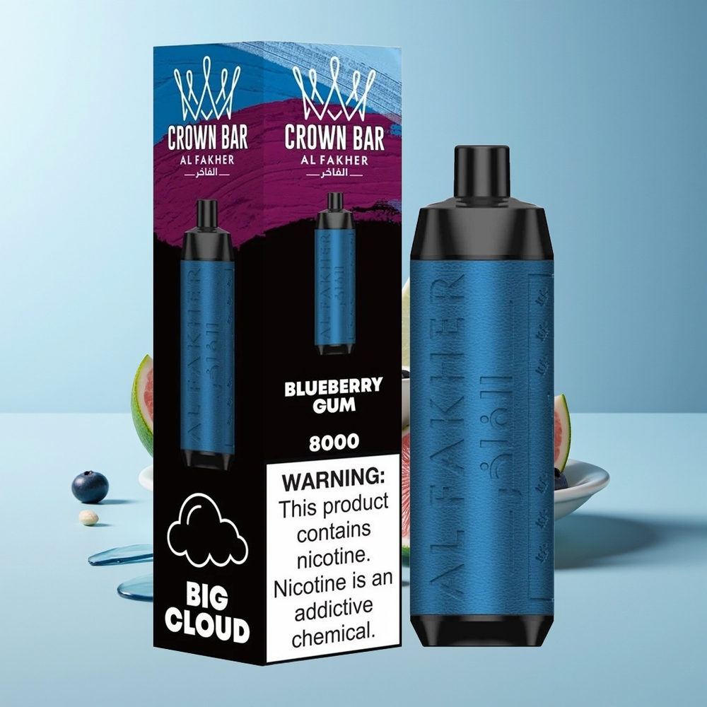 Al Fakher Crown Bar 8000 Кристален Диспозъбъл Вейп Боровинкова Дъвка 600mah USB-C 18ml 5mg 0.6ohm