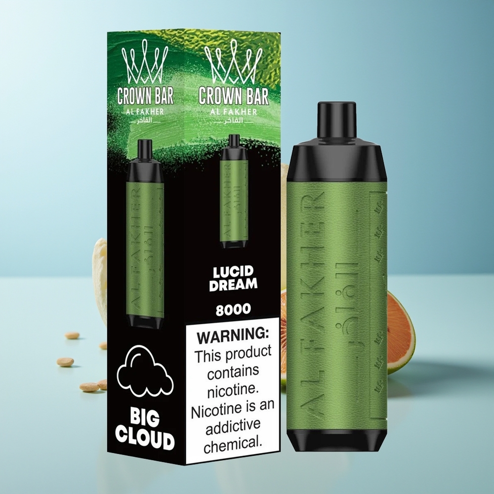 Al Fakher Crown Bar 8000 Кристален Disposable Вейп Ясен Сън 600mah 18ml 5mg 0.6ohm