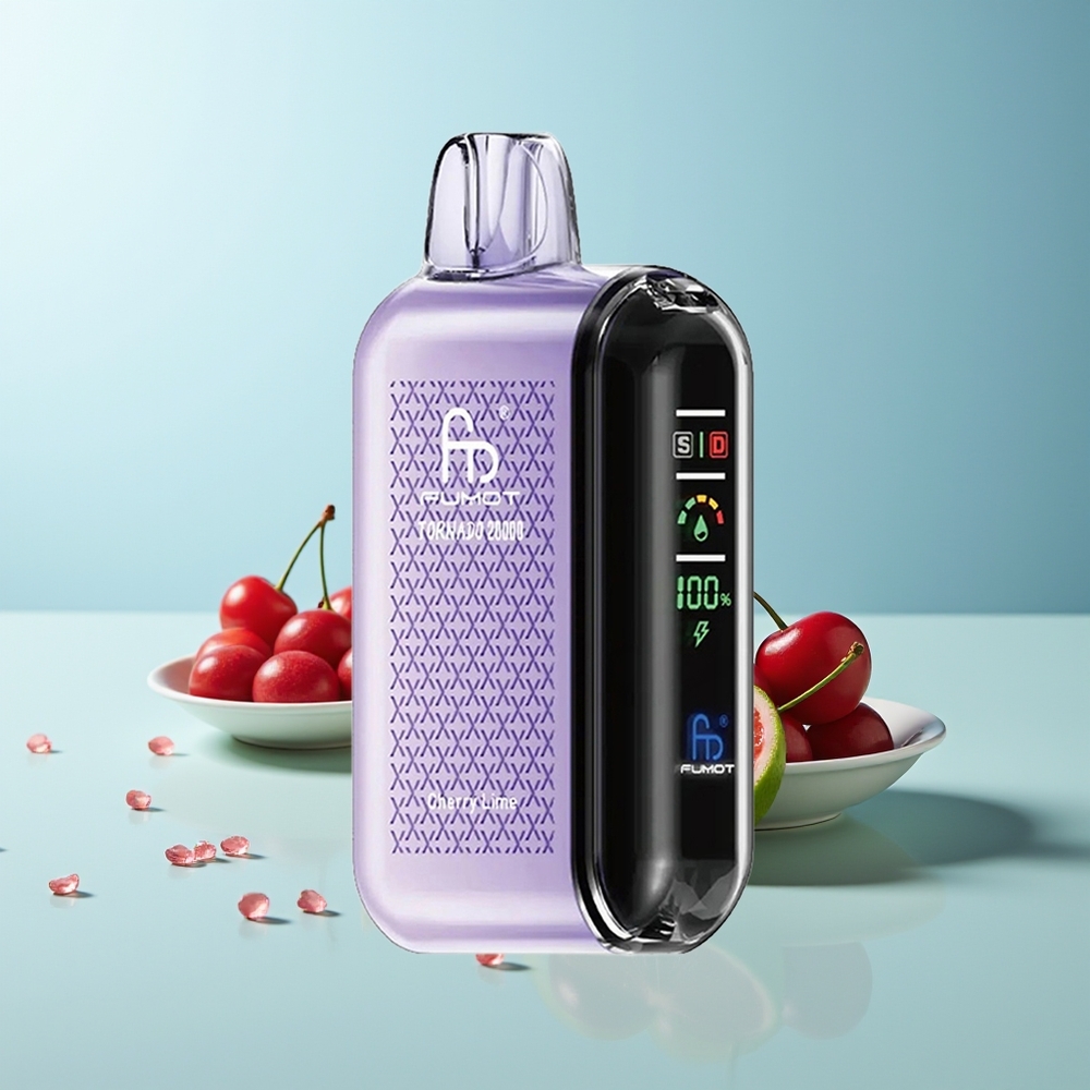 Fumot Tornado 20000 Пуфове Двойна Мрежова Намотка Череша Лайм 20ml 850mAh Smart Display