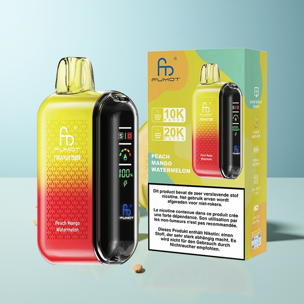 Fumot Tornado 20000 Пуфове Праскова Манго Диня Dual Mesh Coil 20ml 850mAh
