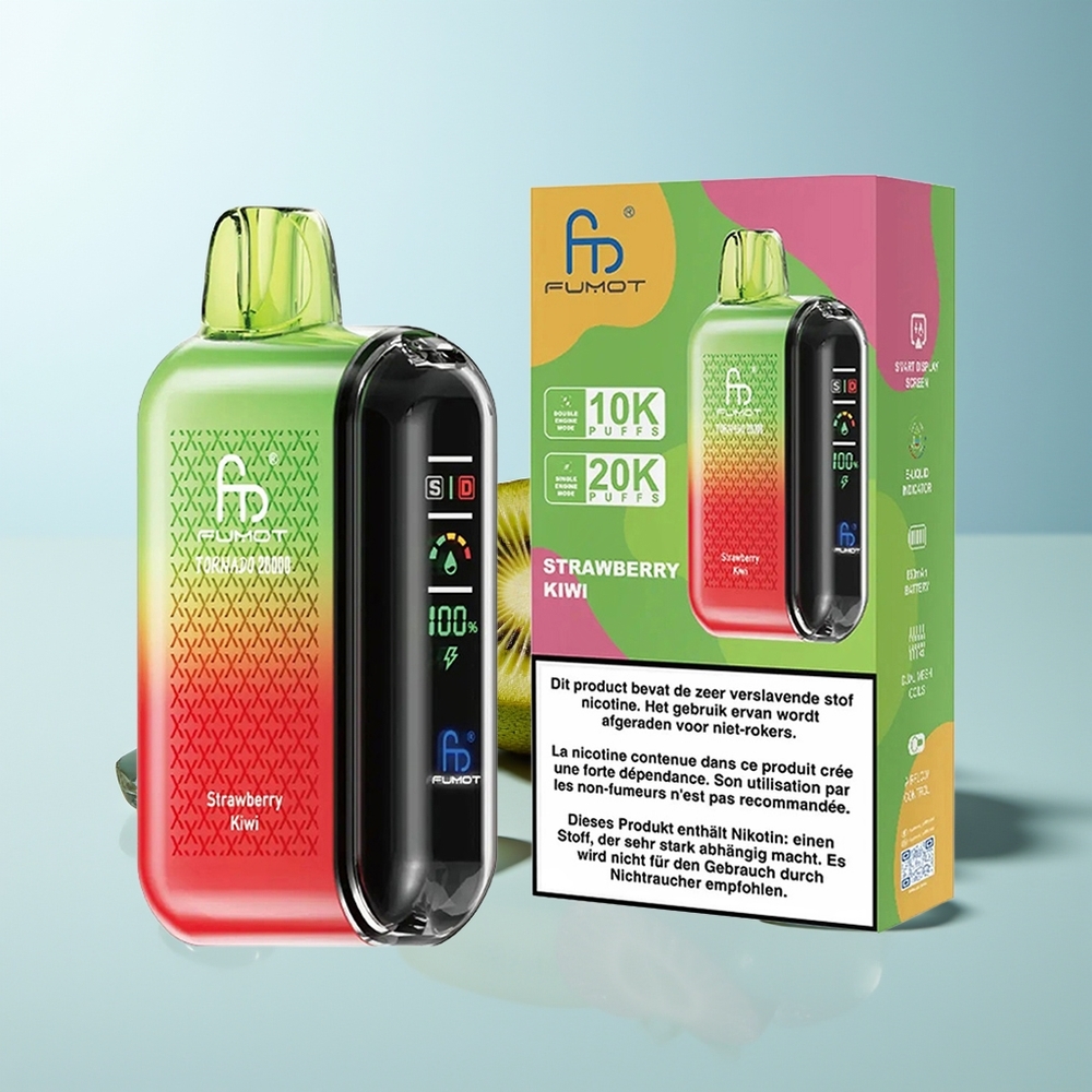 Fumot Tornado 20000 Пуфове Ягода Киви Dual Mesh Coil 20ml 850mAh Smart Display Airflow Control