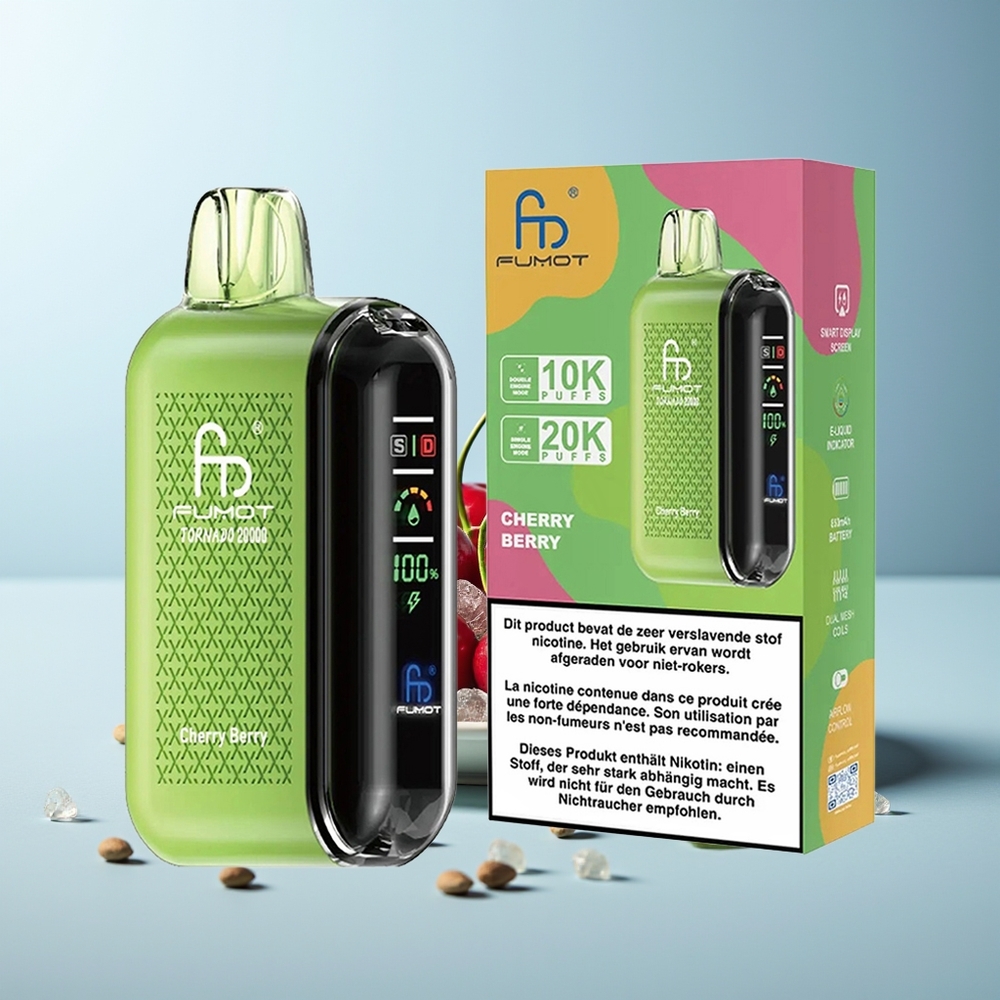 Fumot Tornado 20000 Пуфове Череша-Боровинка Dual Mesh Coil Smart Display Airflow Control