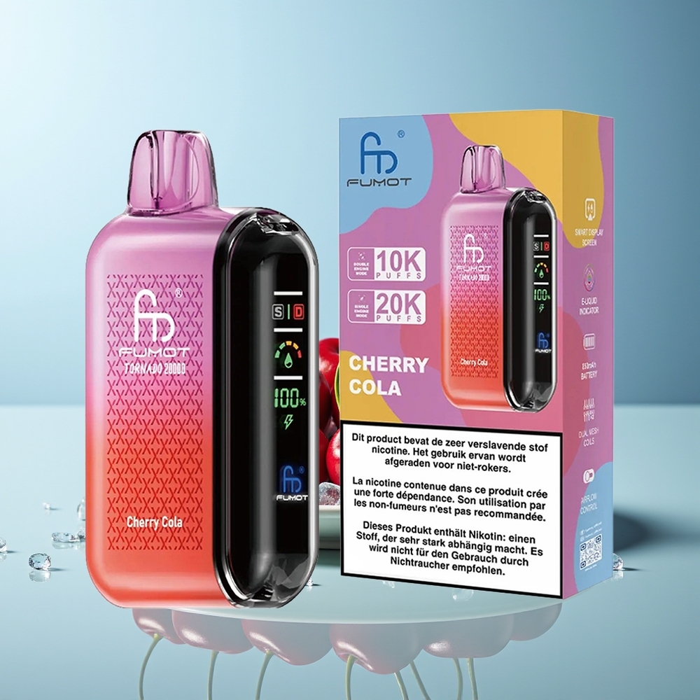 Fumot Tornado 20000 Пуфове Вишна Кола Dual Mesh Coil Smart Display Airflow Control