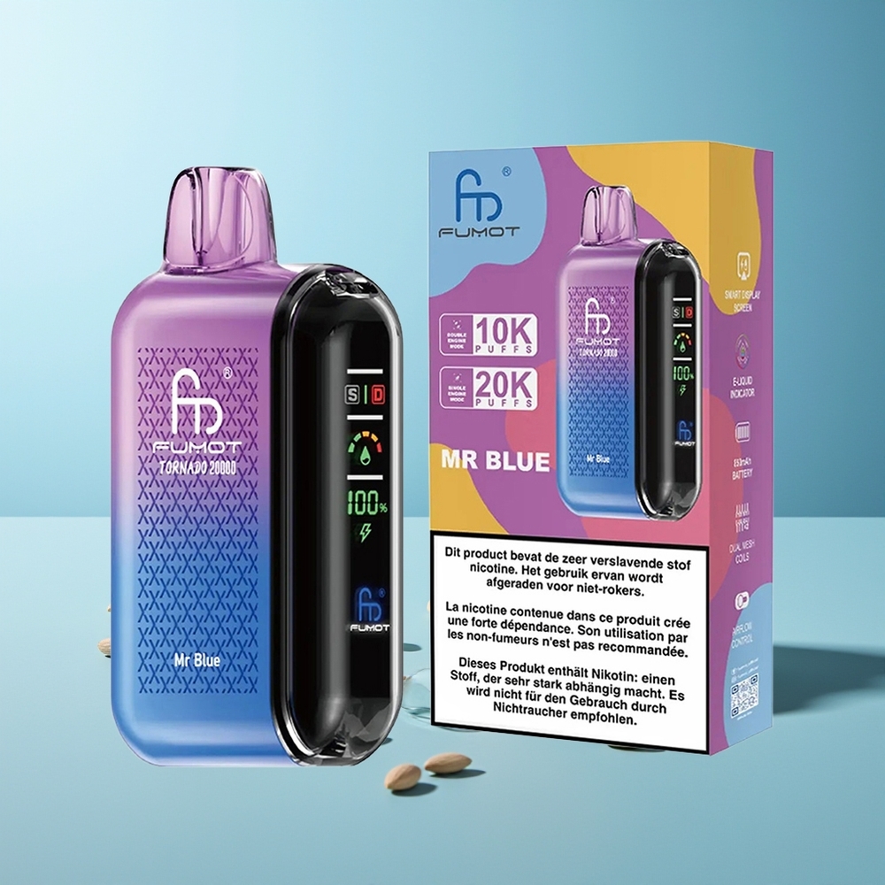 Fumot Tornado 20000 Пуфове Господин Син Dual Mesh Coil Smart Display Airflow Control