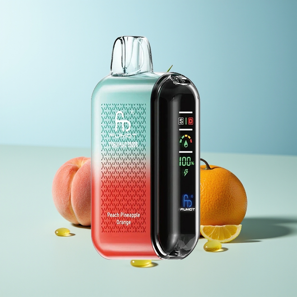 Fumot Tornado 20000 Пуфове Праскова Ананас Портокал Dual Mesh Coil Smart Display Airflow Control