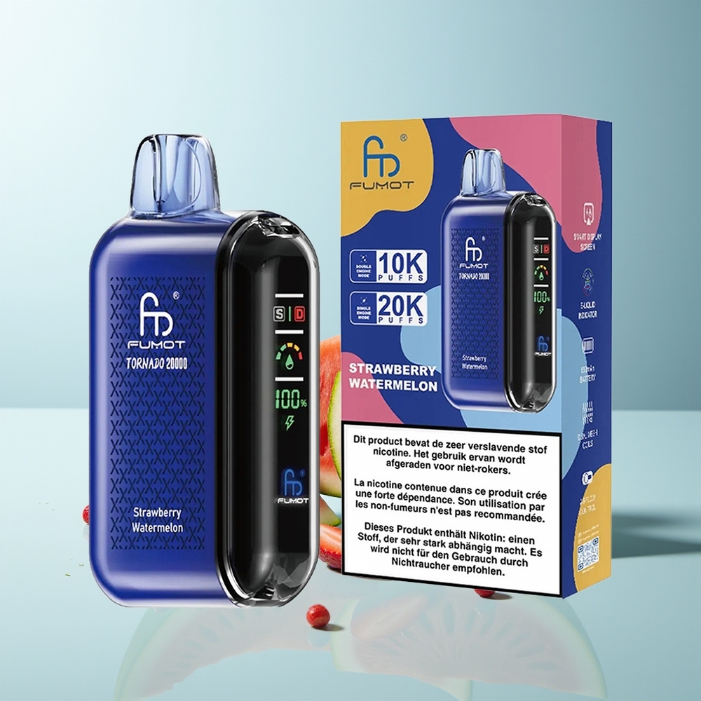 Fumot Tornado 20000 Въздушни Затяжки Ягода-Диня Dual Mesh Coil Smart Display