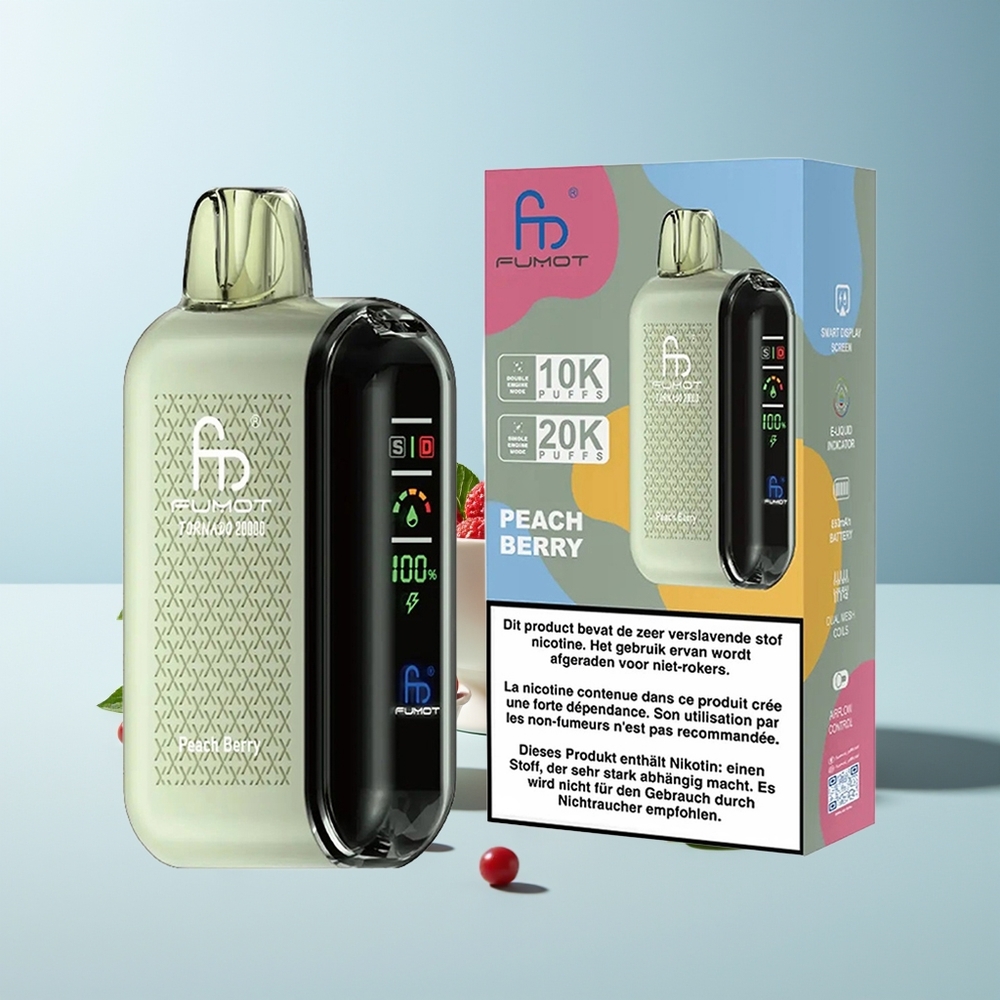 Fumot Tornado 20000 Пуфа Peach Berry Dual Mesh Coil Smart Display