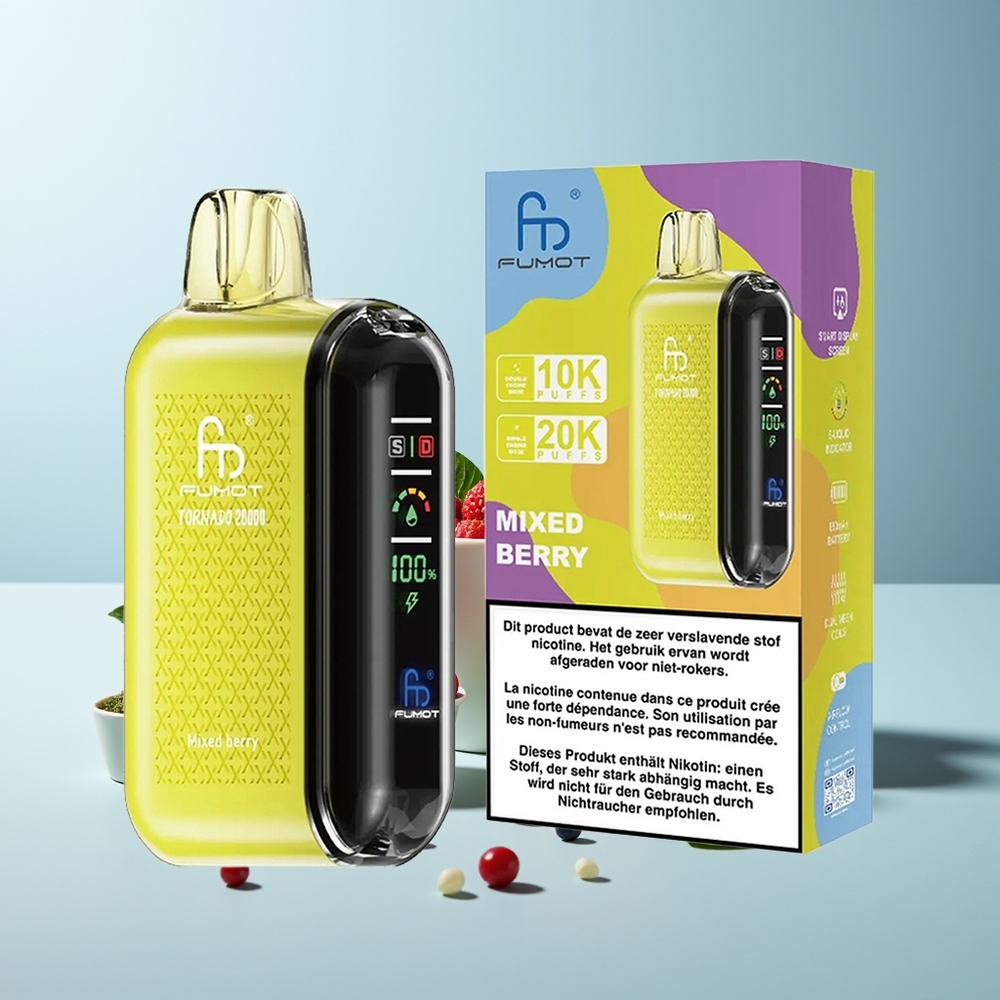 Fumot Tornado 20000 Puffs Смесени Ягоди Dual Mesh Coil Smart Display Airflow Control