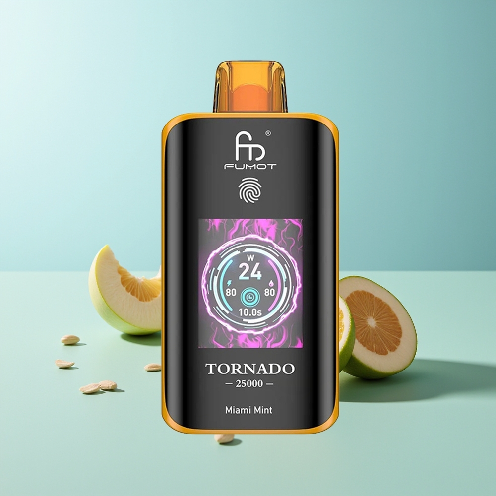 Fumot Tornado 25000 Пуфса Хайбриден Екран 700mAh Батерия 20ml Течност Маями Мента