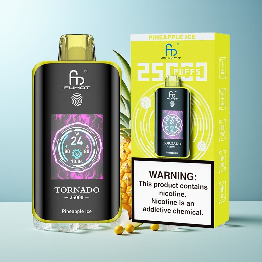 Fumot Tornado 25000 Пуфове Ананасов Лед Екран 700mAh Батерия 20ml Е-течност Type-C