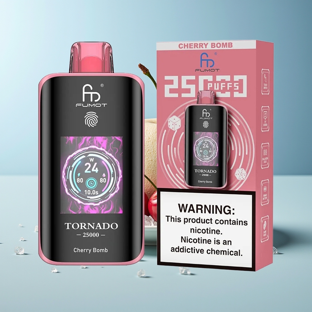 Fumot Tornado 25000 Пуфа HD Екран 700mAh Батерия 20ml Течност Черешова Бомба Type-C