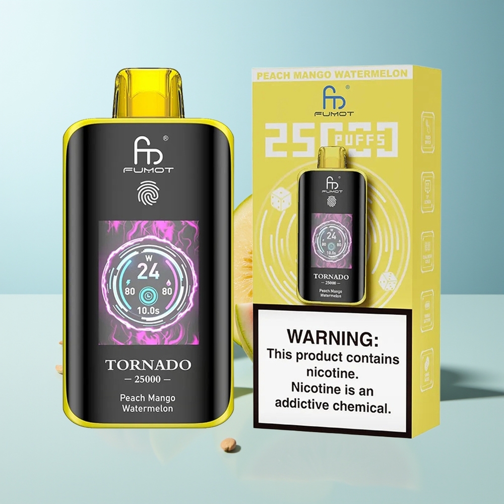 Fumot Tornado 25000 Пуфове Праскова Манго Диня HD Екран 700mAh 20ml Type-C