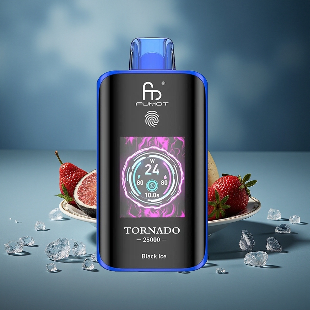Fumot Tornado 25000 Пуфове Черен Лед HD Екран 700mAh Батерия Type-C Зарядно 20ml Течност