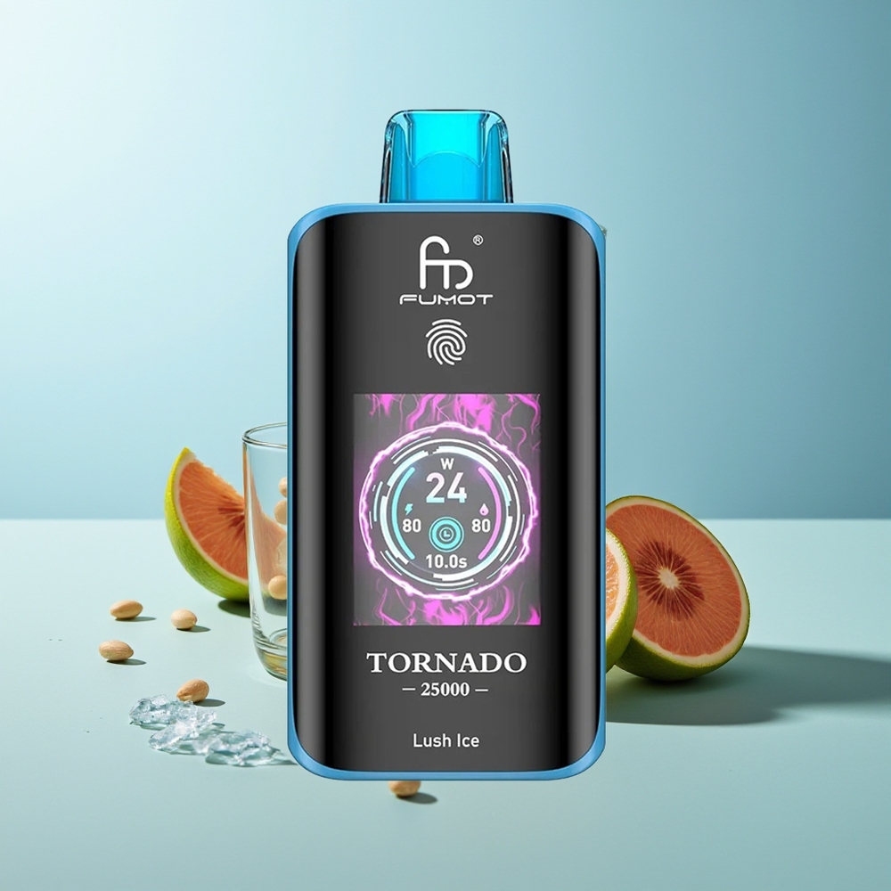 Fumot Tornado 25000 Пуфове Лъскав Лед HD Екран 700mAh Батерия Type-C Зарядно 20ml Течност