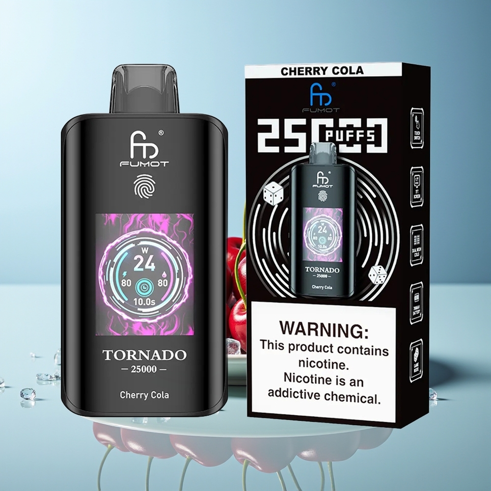Fumot Tornado 25000 Пуфа HD Екран 700mAh Батерия Type-C Зарядна Вишнова Кола