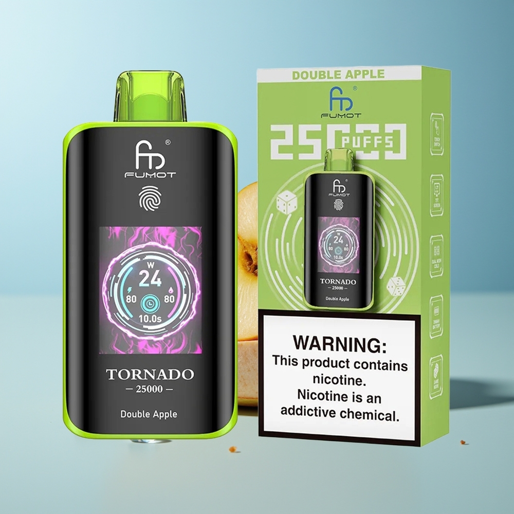 Fumot Tornado 25000 Пуфа Едноразов Вейп Двойна Ябълка HD Екран 700mAh Батерия Type-C Зарядно