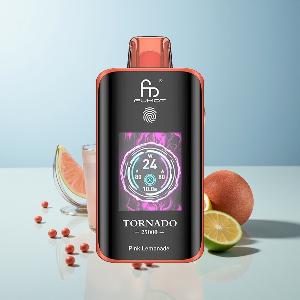 Fumot Tornado 25000 Пуфове Розов Лимонада HD Екран 700mAh Батерия Type-C