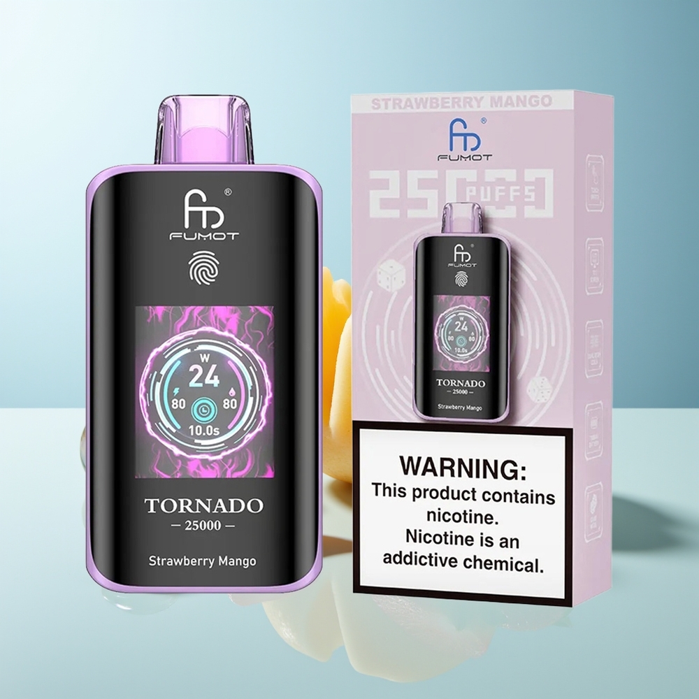 Fumot Tornado 25000 Пуфове Ягода Манго HD Екран 700mAh Батерия Type-C