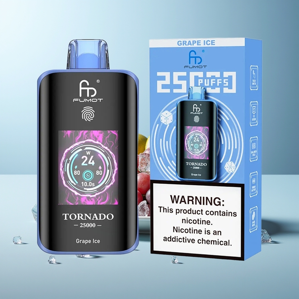 Fumot Tornado 25000 Пуфовa HD Екран Гроздов Лед Rechargeable 700mAh 20ml Type-C