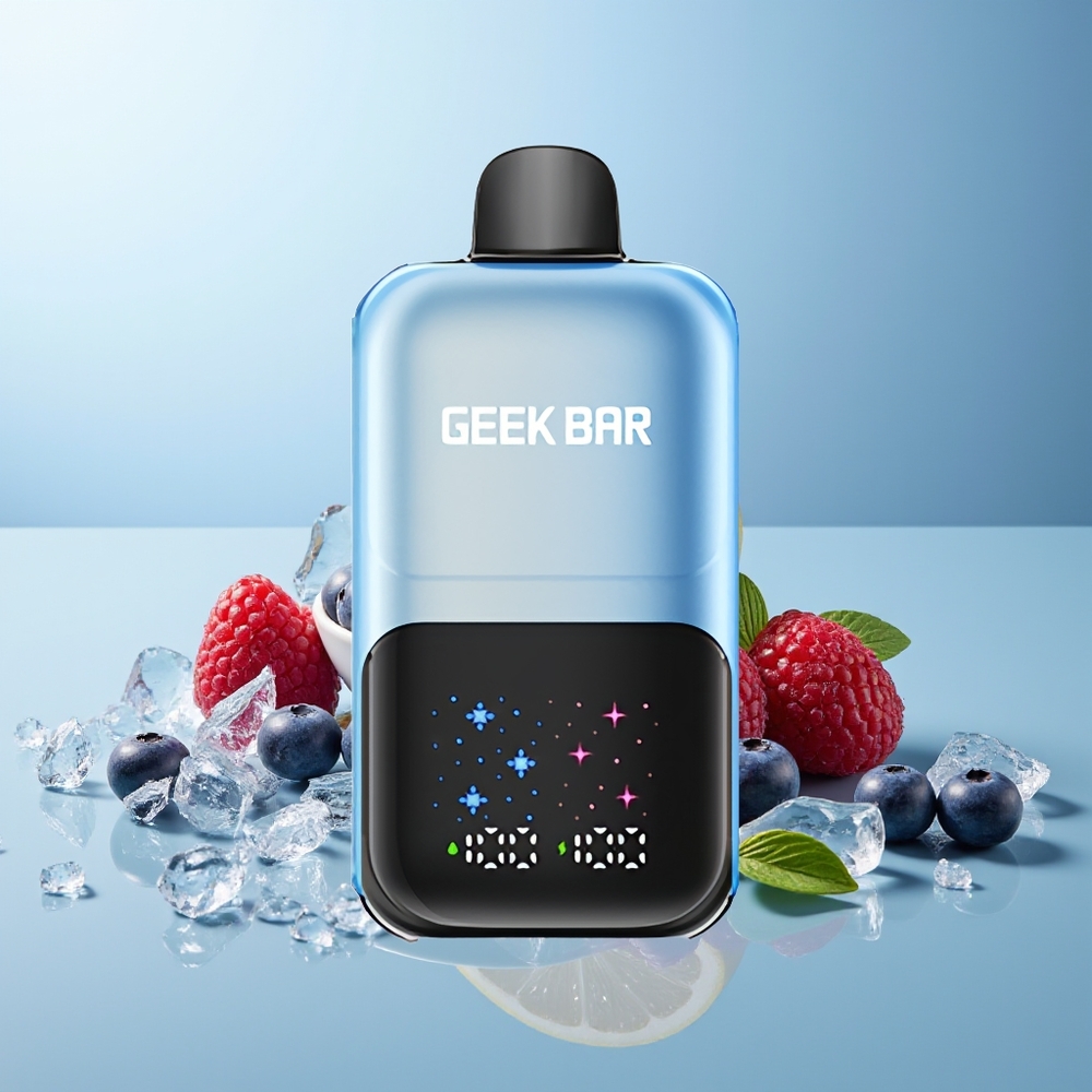 GEEK BAR 2GO 50000 Пуфове Боровинка Малина Лед Екран Ниво Регулиране Двойни Резервоари 20ml