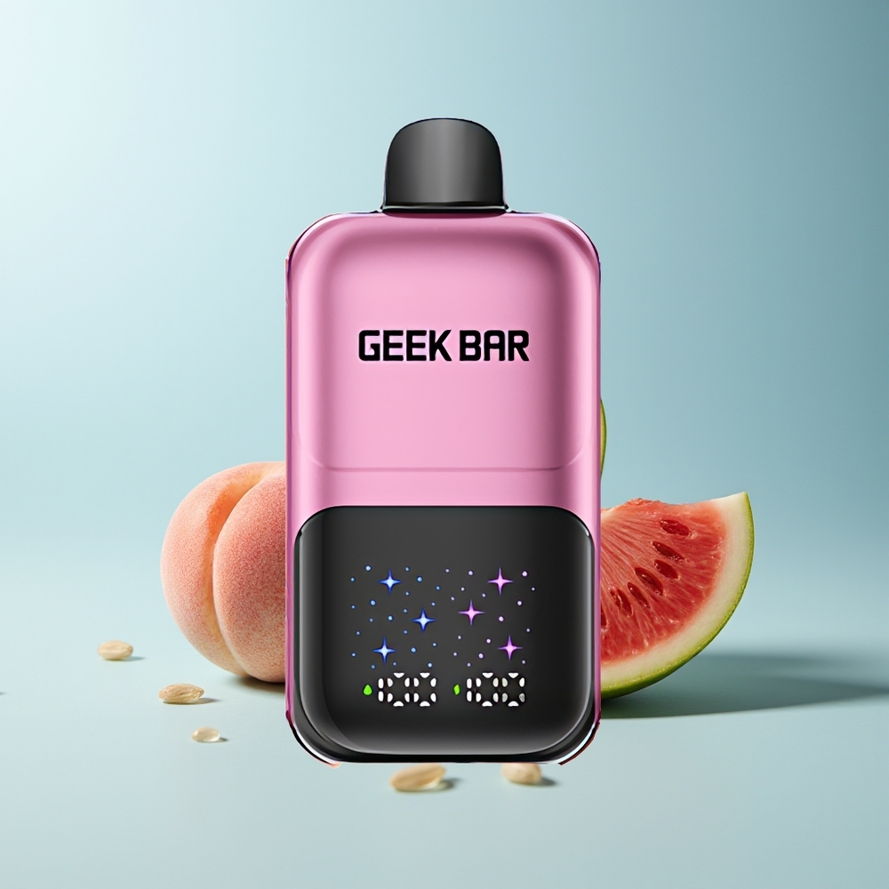 GEEK BAR 2GO 50000 пуфове Праскова и Диня Голям екран Двойни резервоари Регулируем вкус
