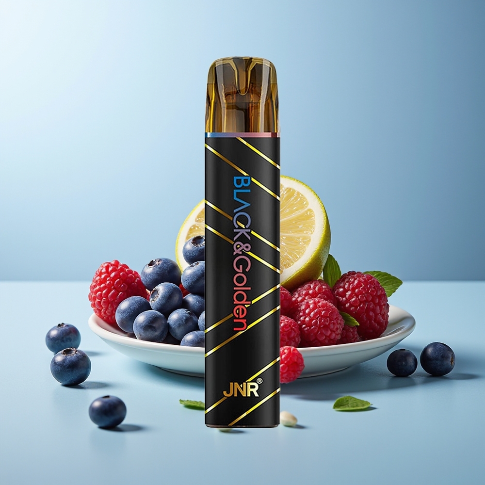 JNR Black&Golden 800 Puffs Синьа боровинка & Кисела малина 550mAh 2ml 2% Nicotine TPD