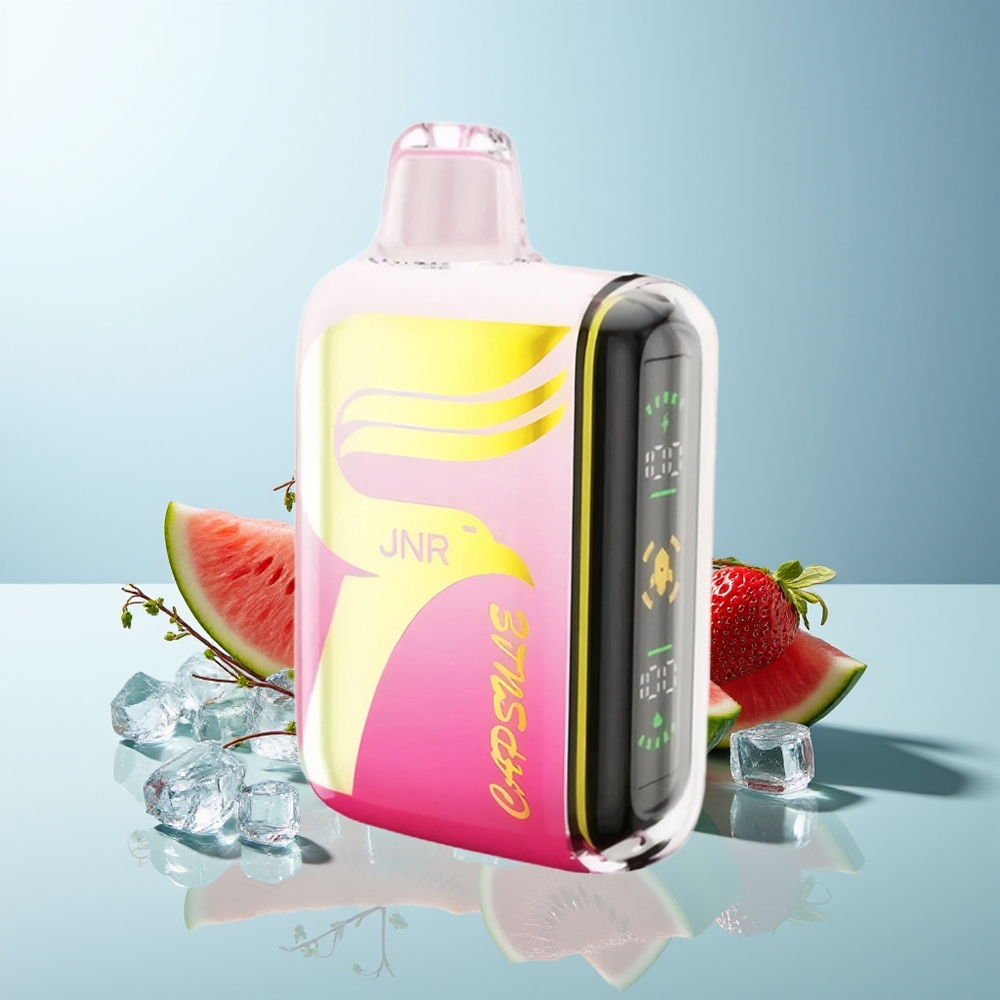 JNR Capsule 15000 Пуфове Ягода Диня Лед 850mAh 20ml Dual Mesh Coil Smart LED Display Boost Mode Type-C Quick Charge 2% 5%