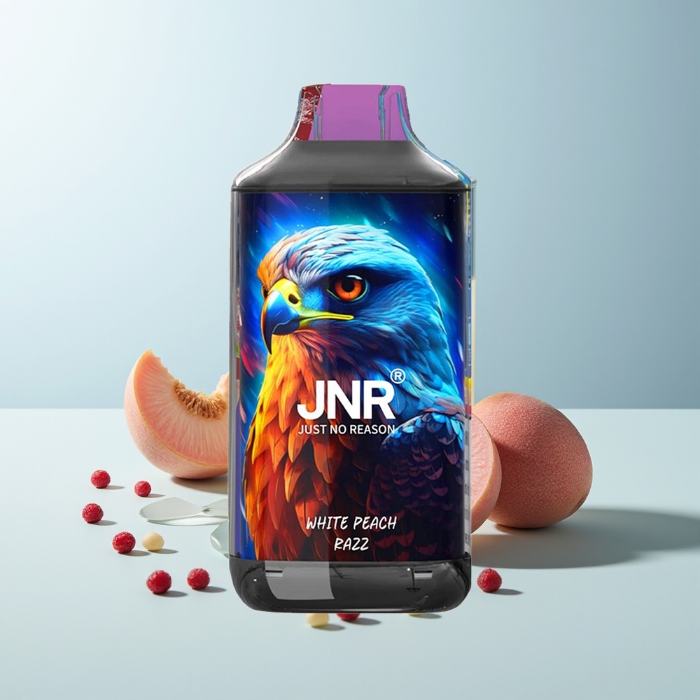 JNR Falcon 16000 Пуфове Бял Праскова Раз (850 mAh 22ml Lightning LED Display 0%,2%)