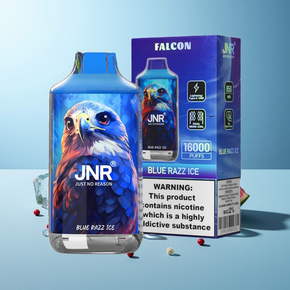 JNR Falcon 16000 Пуфов Синьо Малинов Лед (850 mAh 22ml Lightning Smart LED Display 0%/2% Никотин)