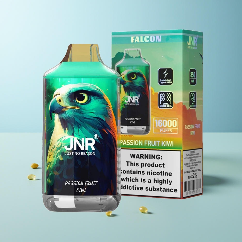 JNR Falcon 16000 Пуфа Електронна Цигара Пасифрукт Киви 850 mAh 22ml Lightning Smart LED Display 0% 2%