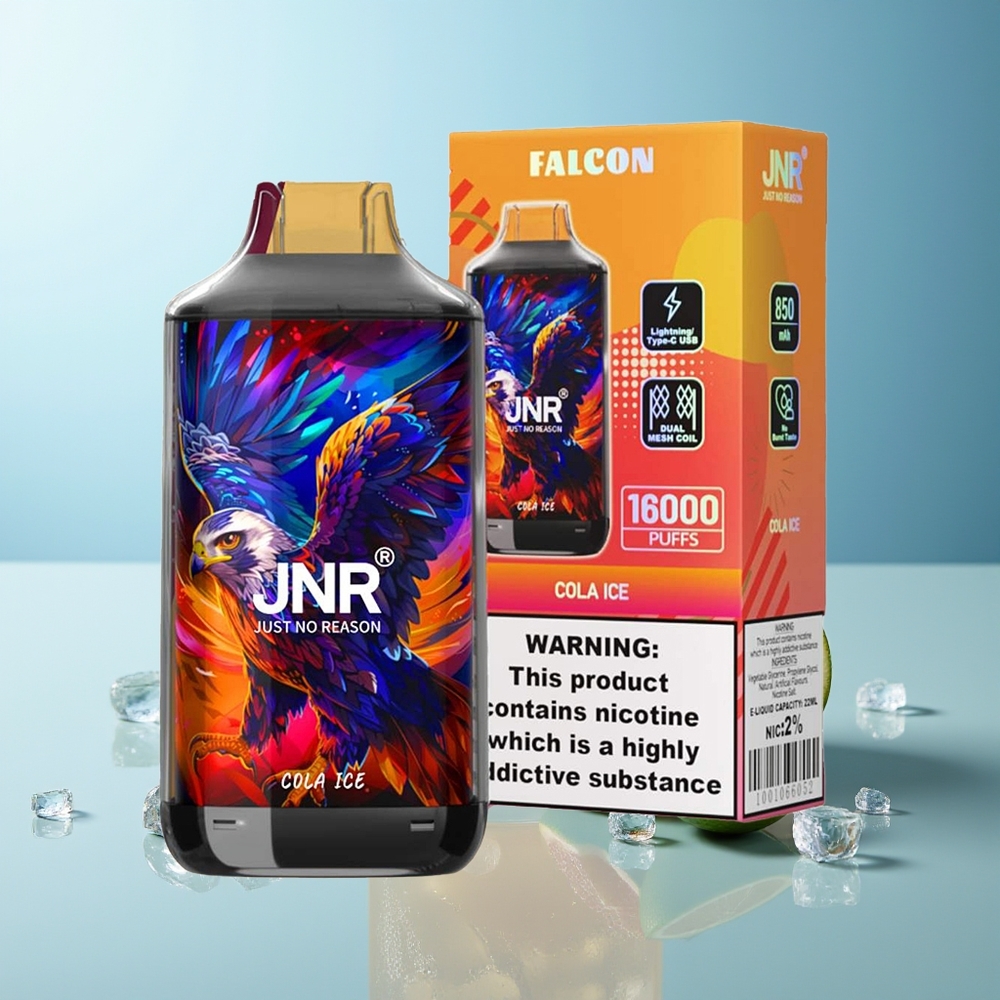 JNR Falcon 16000 Puffs Двойна Мрежова Намотка Кола Лед 850mAh 22ml Type C & Lightning Умно LED Дисплей 0%,2% Никотин