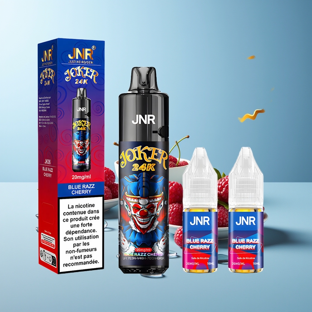 JNR Joker 24000 Пуфа Едноразов Вейп Синя Малина Череша 2+10ml Презареждащ Pod 800mAh Батерия 2% Никотин