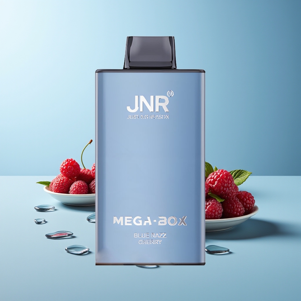 JNR Mega Box 25000 Пуфса Диспоузебл Вейп Синьо Малина Череша 30ml 850mAh Dual Mesh Dual Core Type-C 2% Никотин