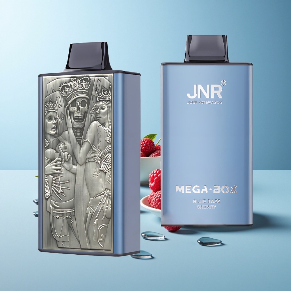 JNR Mega Box 25000 Пуфса Диспоузебл Вейп Синьо Малина Череша 30ml 850mAh Dual Mesh Dual Core Type-C 2% Никотин