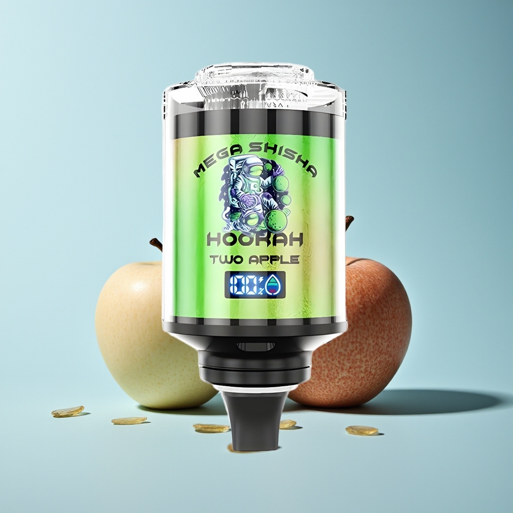 JNR Mega Shisha Hookah 100K 2 усти Ябълки Desktop Compatibility Светещ Дисплей Регулируем въздушен поток