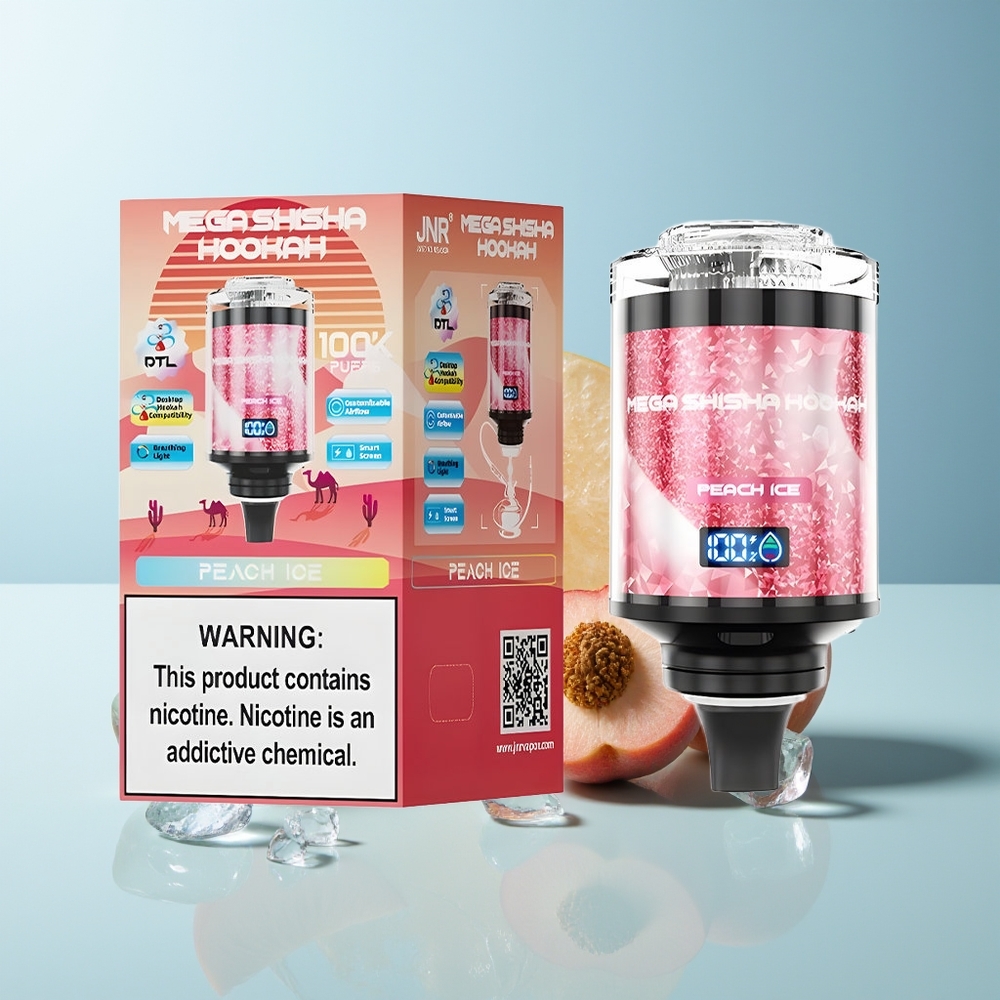 JNR Mega Shisha Hookah 100K Праскова Лед 70.2mmx270mmx143.2mm 60ml 2200mAh
