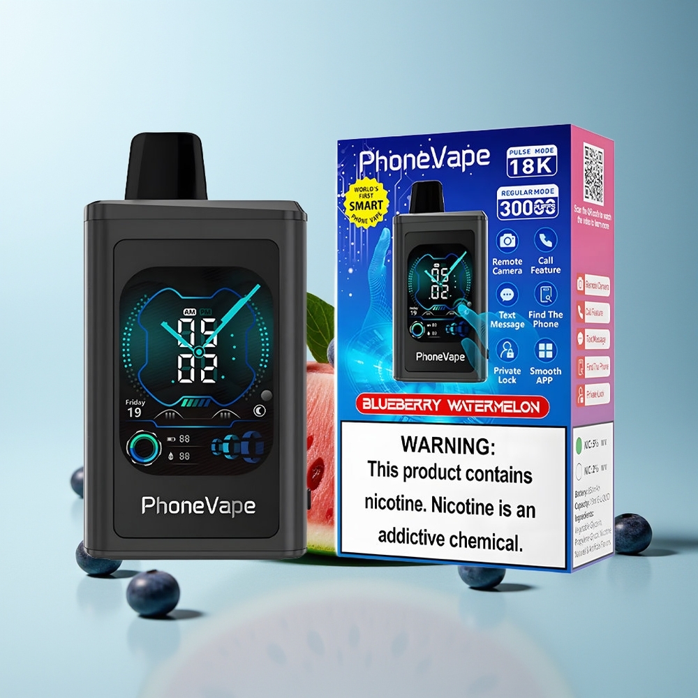 JNR PhoneVape 30000 пуфове Дезодорант Вейп Боровинка Диня 850mAh Type-C Регулируем въздушен поток