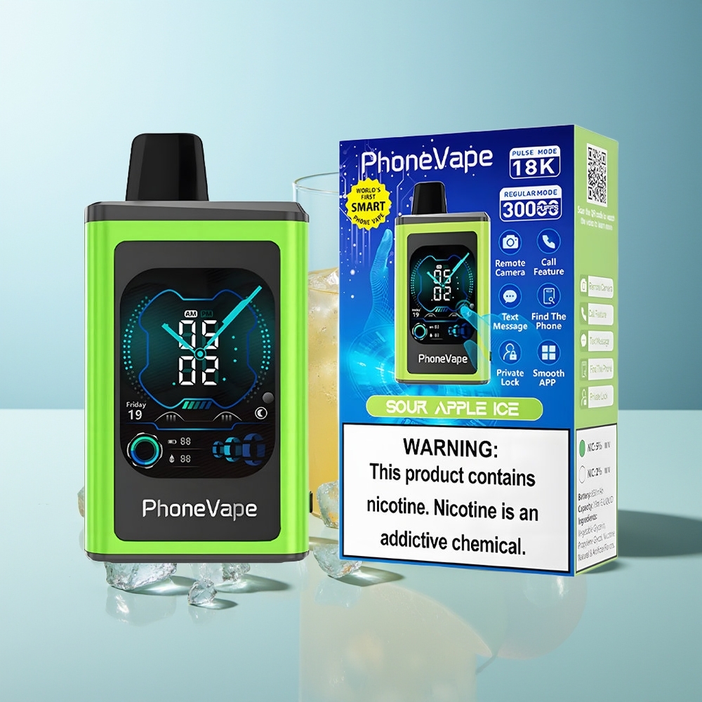 JNR PhoneVape 30000 пуфове Диспосабул Вейп Кисла Ябълка Лед 850mAh Type-C