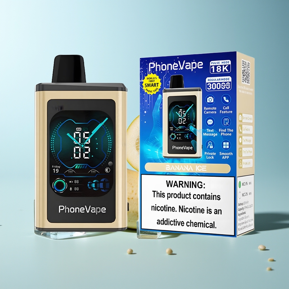 JNR PhoneVape 30000 пуфове Диспоузебъл Вейп Банан Лед Rechargeable Turbo Adjustable Airflow App Controlled