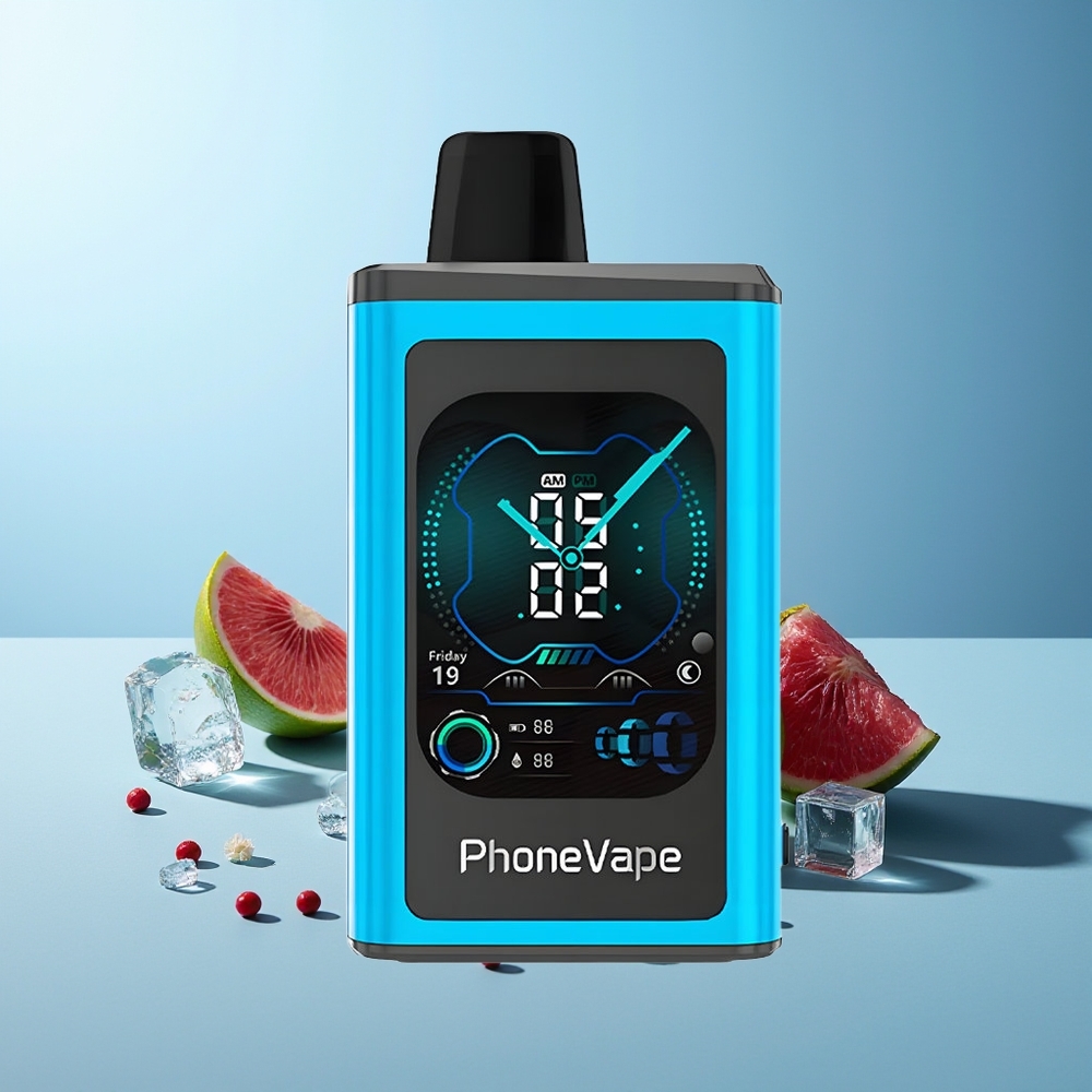 JNR PhoneVape 30000 пуфове Синьо Малинов Лед Rechargeable Turbo Adjustable Airflow App Controlled