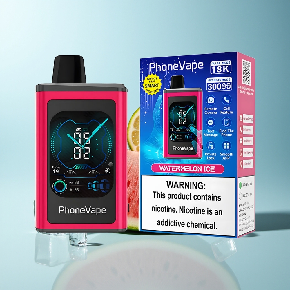 JNR PhoneVape 30000 пуфове Диспозейбъл Vape Диня Лед Rechargeable Turbo Adjustable Airflow App Controlled Full Display