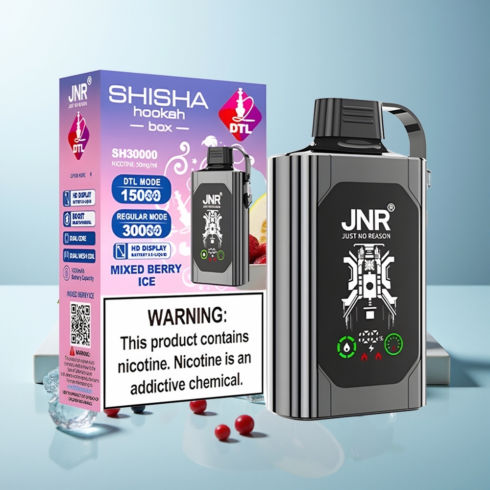 JNR Shisha Hookah Box 20500 Пуфове Смесени Ягоди Лед HD Display 1000mAh 25ml Dual Mesh Coil & Dual Core